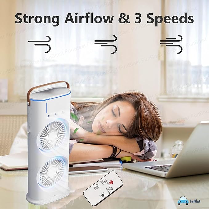 FunBlast Portable Fan – Double Ended Spray Fan, Desk Fan with Mist Spray, Travel Cooler Fan, Water Misting Fan, USB Rechargeable Mini Desktop Table Cooling Fan for Office, Mist Fan with Water Spray
